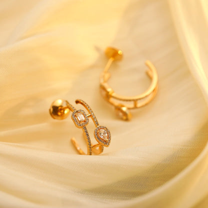 [Kaelin Vow]CREOLES MY TWIN 2 RANGS SILVER DIAMOND EARRINGS