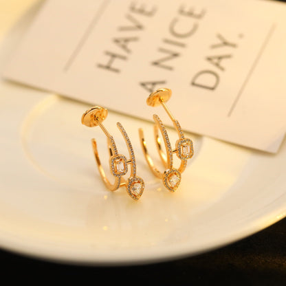 [Kaelin Vow]CREOLES MY TWIN 2 RANGS SILVER DIAMOND EARRINGS