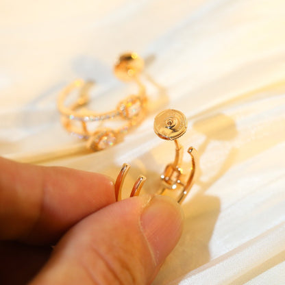 [Kaelin Vow]CREOLES MY TWIN 2 RANGS SILVER DIAMOND EARRINGS