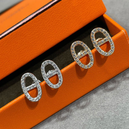 [Kaelin Vow]HM FULL DIAMOND PIG NOSE STUD EARRINGS