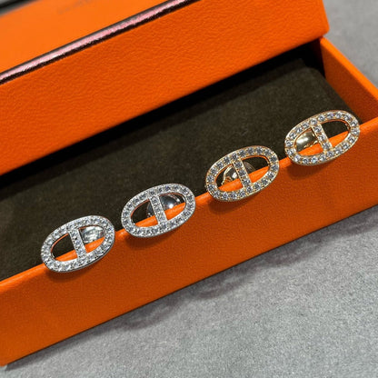 [Kaelin Vow]HM FULL DIAMOND PIG NOSE STUD EARRINGS