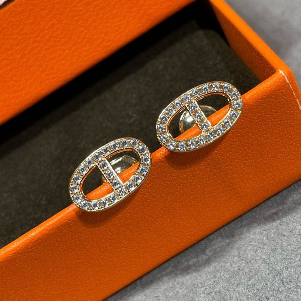 [Kaelin Vow]HM FULL DIAMOND PIG NOSE STUD EARRINGS