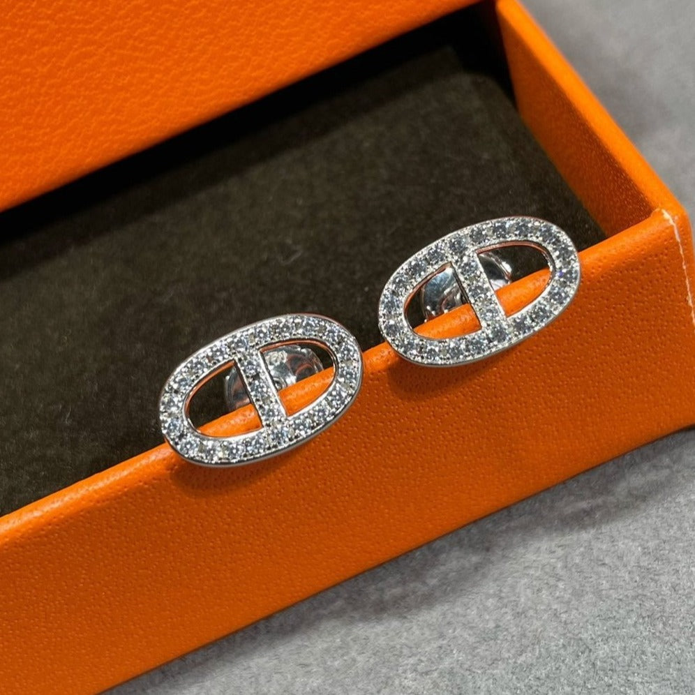 [Kaelin Vow]HM FULL DIAMOND PIG NOSE STUD EARRINGS