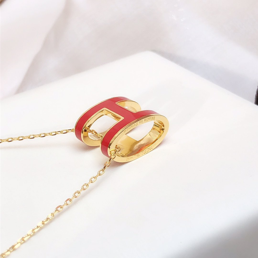 [Kaelin Vow]HM CLIC RED ENAMEL GOLD NECKLACE