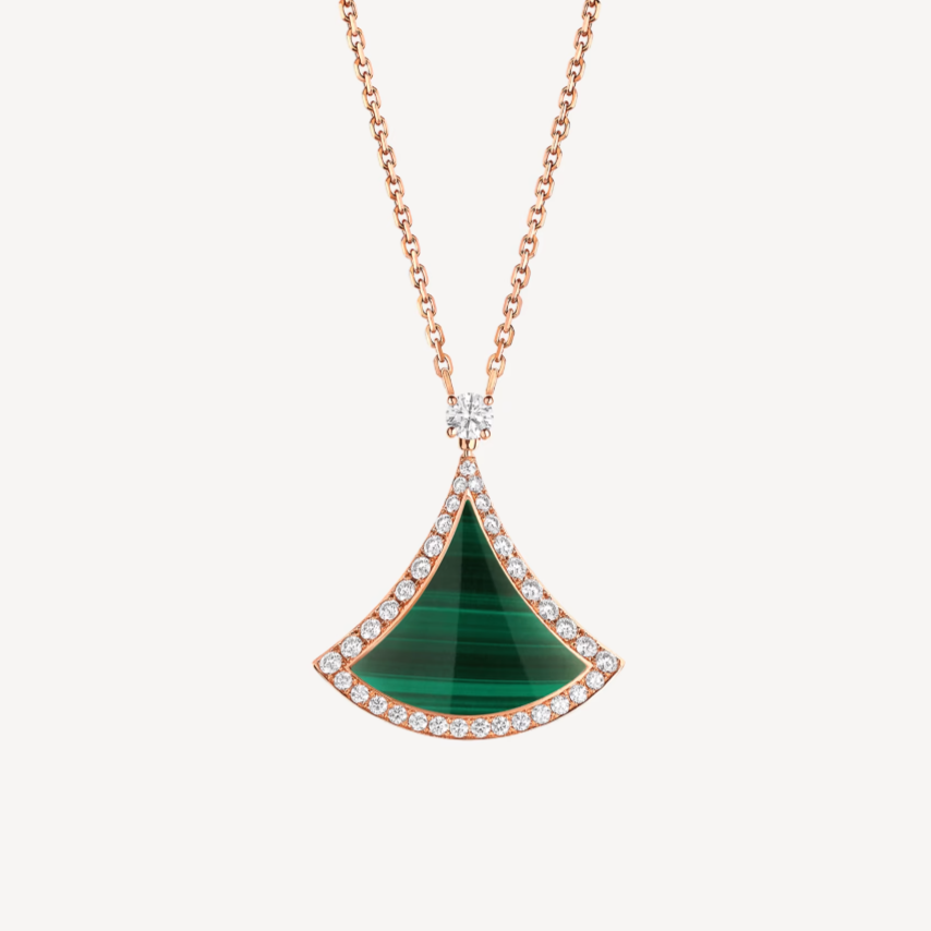 [Kaelin Vow]DREAM MALACHITE DIAMOND PAVED PINK GOLD NECKLACE
