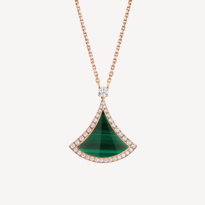 [Kaelin Vow]DREAM MALACHITE DIAMOND PAVED PINK GOLD NECKLACE