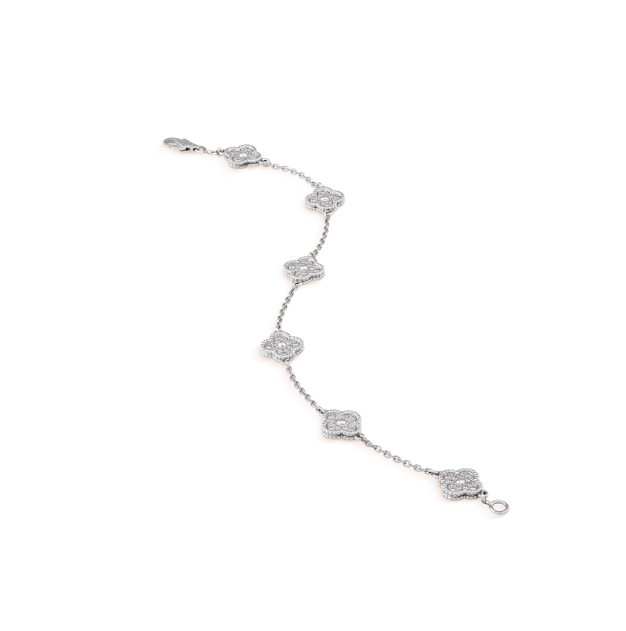 [Kaelin Vow]CLOVER 6 MOTIF SILVER DIAMOND BRACELET