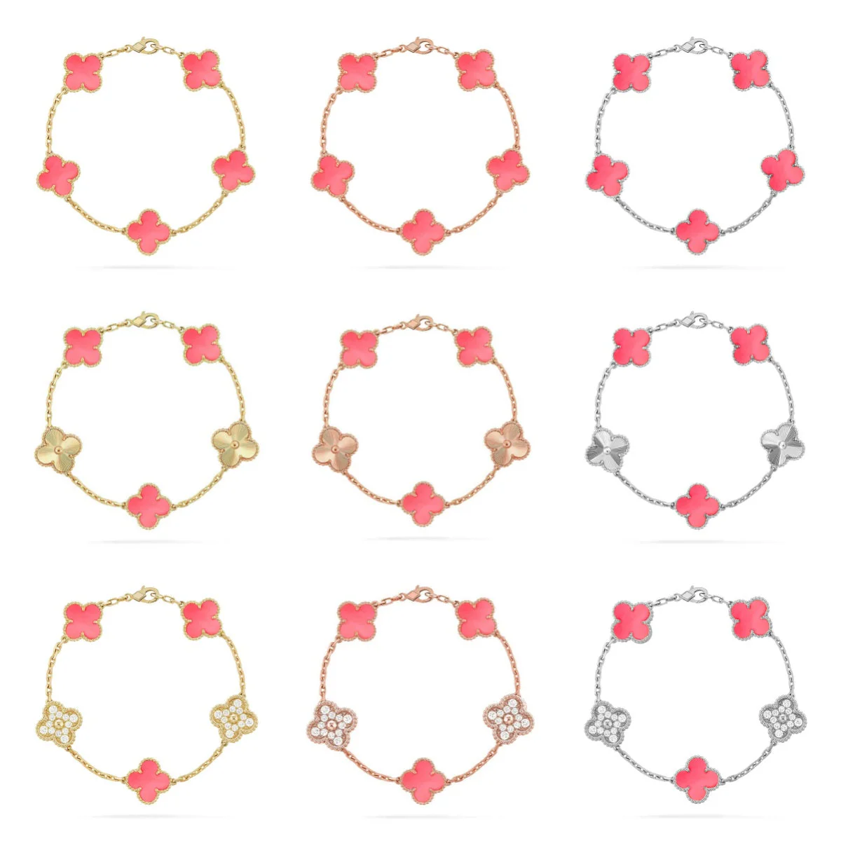[Kaelin Vow] CLOVER 5 MOTIFS  PINK MOP BRACELET COLLECTION