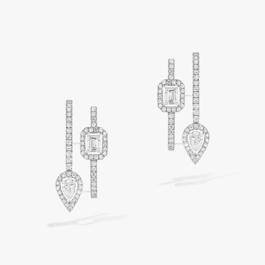 [Kaelin Vow]CREOLES MY TWIN 2 RANGS SILVER DIAMOND EARRINGS