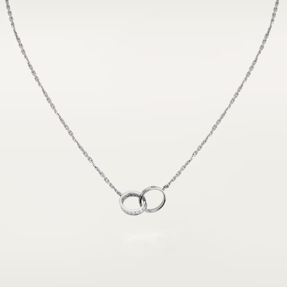 [Kaelin Vow]LOVE DOUBLE RING HALF DIAMOND NECKLACE
