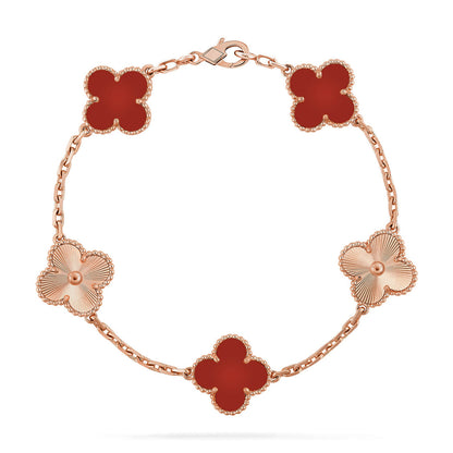 [Kaelin Vow] CLOVER 5 MOTIF RED CORNELIAN BRACELET COLLECTION