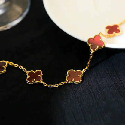[Kaelin Vow] CLOVER 5 MOTIF RED CORNELIAN BRACELET COLLECTION
