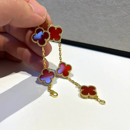 [Kaelin Vow] CLOVER 5 MOTIF RED CORNELIAN BRACELET COLLECTION