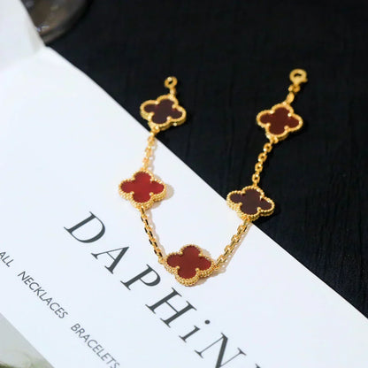 [Kaelin Vow] CLOVER 5 MOTIF RED CORNELIAN BRACELET COLLECTION