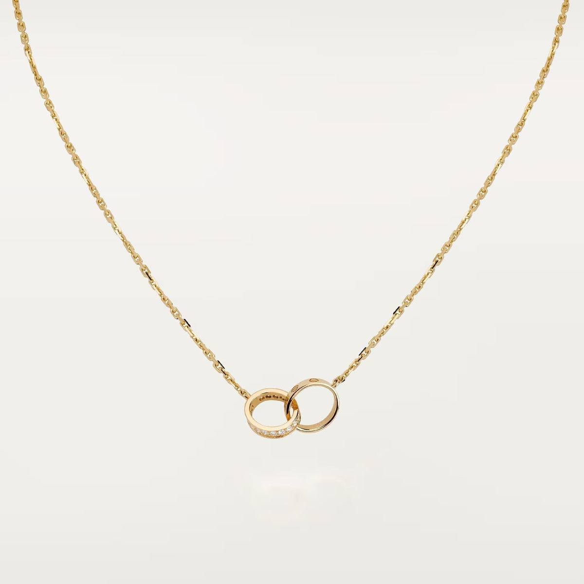 [Kaelin Vow]LOVE DOUBLE RING HALF DIAMOND NECKLACE