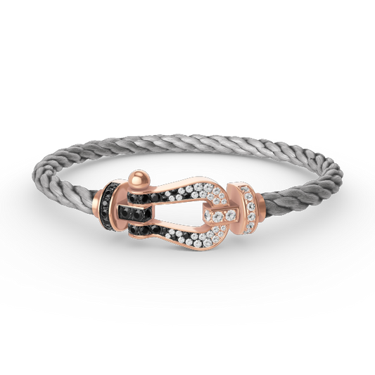[Kaelin Vow]FORCE GROSSES HUFEISEN ARMBAND SCHWARZ WEISS DIAMANT ROSÉGOLD