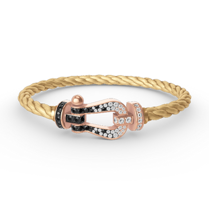 [Kaelin Vow]FORCE LARGE HORSESHOE BLACK WHITE DIAMOND BRACELET ROSE GOLD