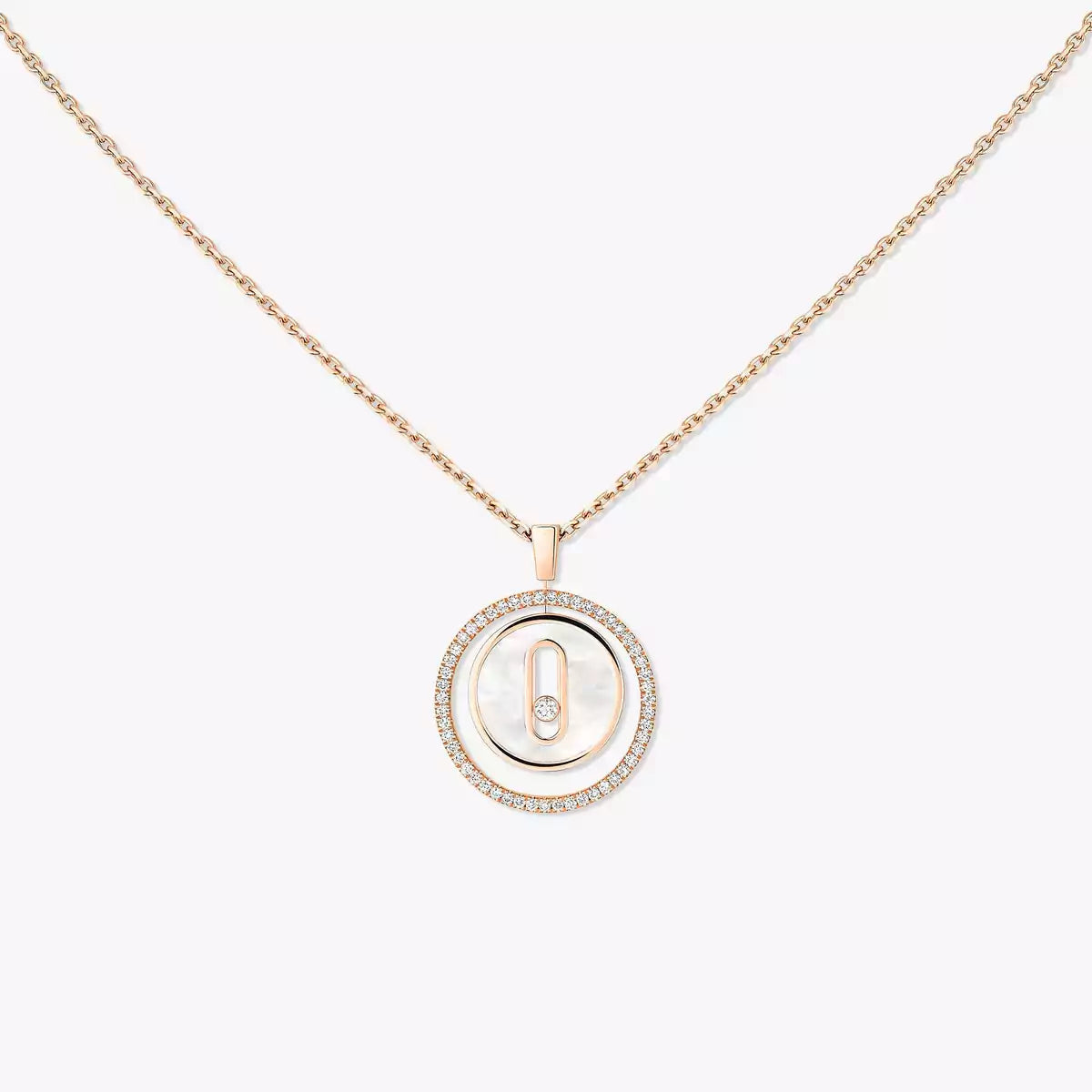 [Kaelin Vow] Lucky Move Diamant-Halskette in Roségold und weißem Perlmutt