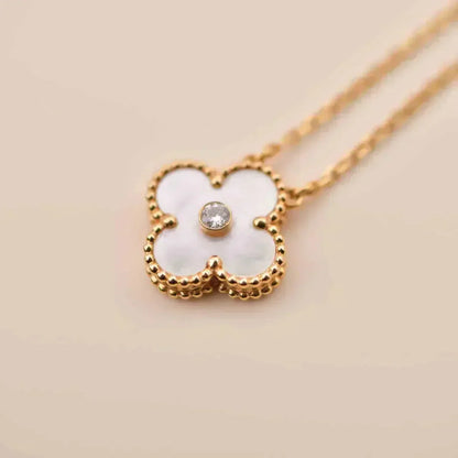 [Kaelin Vow]CLOVER 15MM DIAMOND WHITE FRITILLARIA NECKLACE