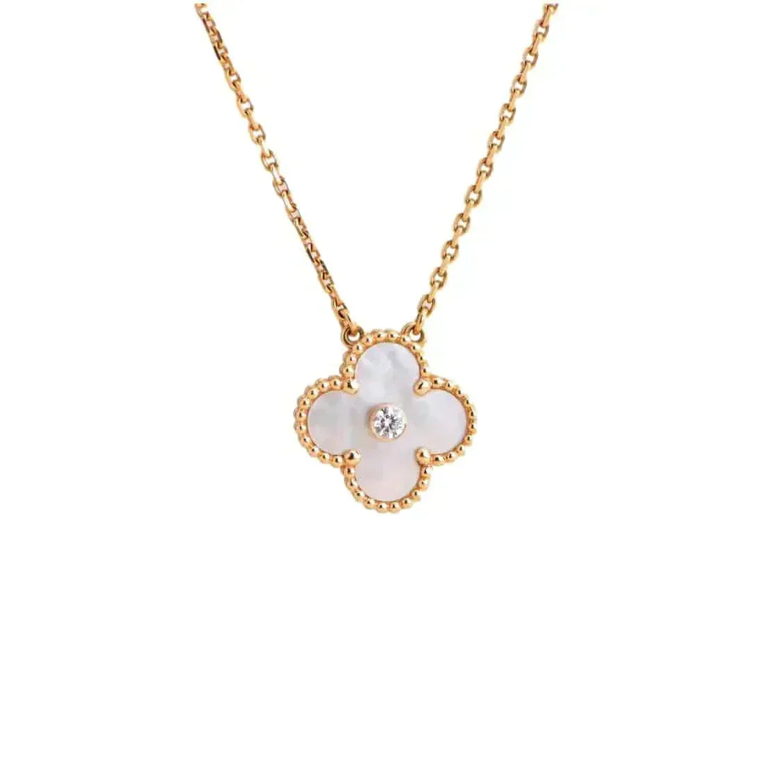 [Kaelin Vow]CLOVER 15MM DIAMOND WHITE FRITILLARIA NECKLACE