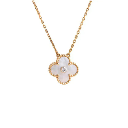 [Kaelin Vow]CLOVER 15MM DIAMOND WHITE FRITILLARIA NECKLACE