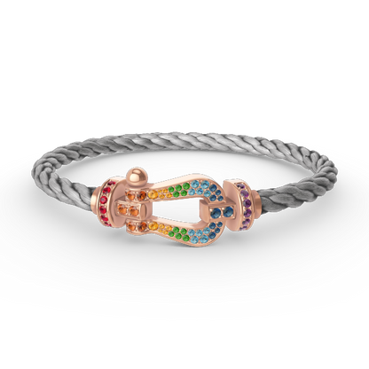 [Kaelin Vow]FORCE GROSSES HUFEISEN-ARMBAND MIT FARBIGEM DIAMANTEN AUS ROSÉGOLD