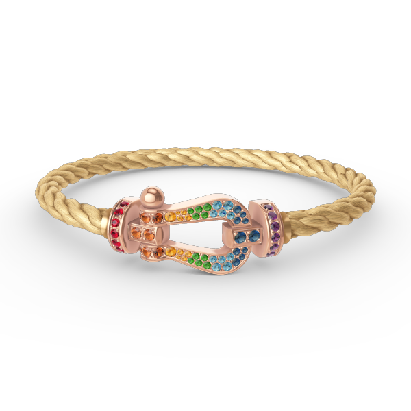 [Kaelin Vow]FORCE GROSSES HUFEISEN-ARMBAND MIT FARBIGEM DIAMANTEN AUS ROSÉGOLD