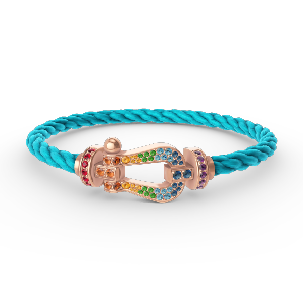 [Kaelin Vow]FORCE GROSSES HUFEISEN-ARMBAND MIT FARBIGEM DIAMANTEN AUS ROSÉGOLD