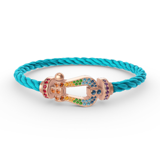 [Kaelin Vow]FORCE GROSSES HUFEISEN-ARMBAND MIT FARBIGEM DIAMANTEN AUS ROSÉGOLD