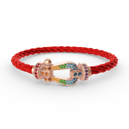 [Kaelin Vow]FORCE GROSSES HUFEISEN-ARMBAND MIT FARBIGEM DIAMANTEN AUS ROSÉGOLD