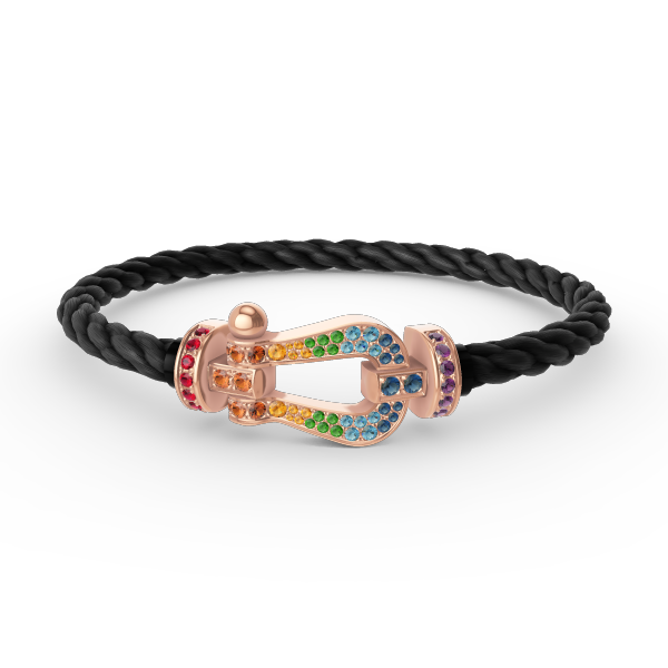 [Kaelin Vow]FORCE GROSSES HUFEISEN-ARMBAND MIT FARBIGEM DIAMANTEN AUS ROSÉGOLD