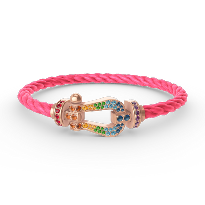 [Kaelin Vow]FORCE GROSSES HUFEISEN-ARMBAND MIT FARBIGEM DIAMANTEN AUS ROSÉGOLD