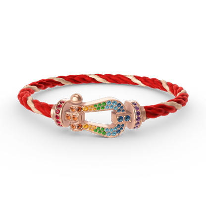 [Kaelin Vow]FORCE GROSSES HUFEISEN-ARMBAND MIT FARBIGEM DIAMANTEN AUS ROSÉGOLD