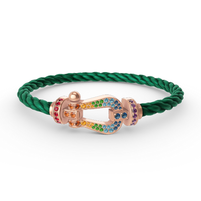 [Kaelin Vow]FORCE GROSSES HUFEISEN-ARMBAND MIT FARBIGEM DIAMANTEN AUS ROSÉGOLD