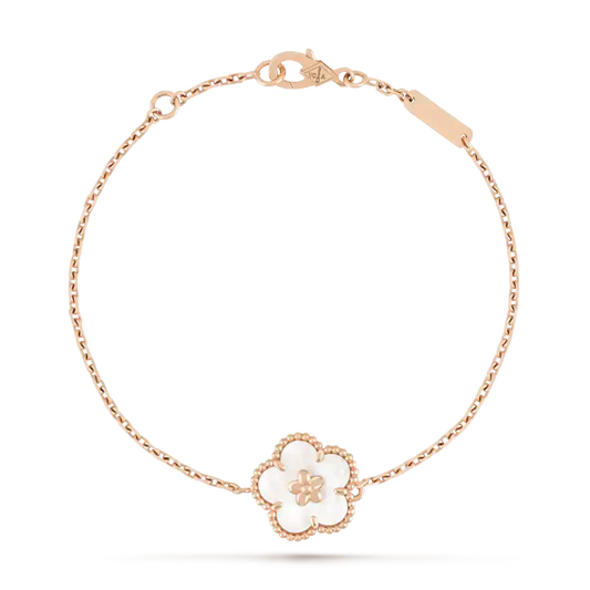 [Kaelin Vow]GLÜCKS-ARMBAND AUS WEISSEM PERLMUTT MIT PFLAUMENBLÜTEN