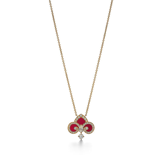 [Kaelin Vow]FLEUR DE LIS PINK GOLD DIAMOND NECKLACE