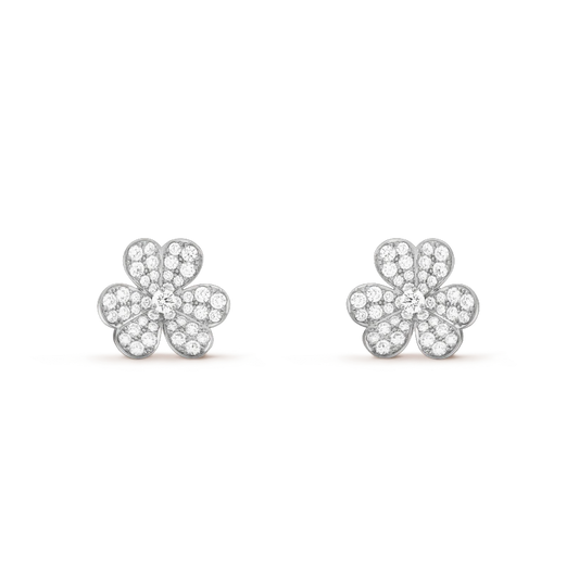 [Kaelin Vow]FRIVOLE SILVER FLOWER DIAMOND EARRINGS