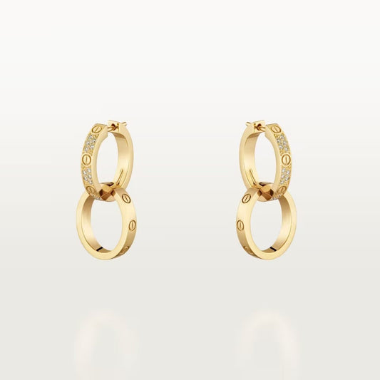 [Kaelin Vow] LOVE 3,3 MM HALB MIT DIAMANTEN BESETZTE HÄNGER-OHRRINGE