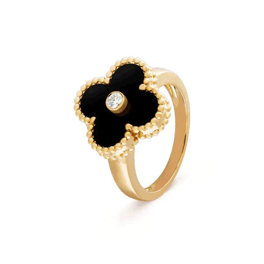 [Kaelin Vow]CLOVER ONYX RING GOLD DIAMOND