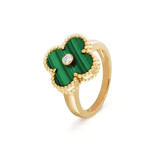 [Kaelin Vow]CLOVER MALACHITE RING GOLD DIAMOND